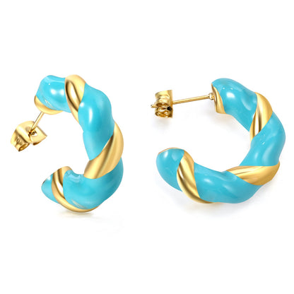 C Shape Twist Drip Earrings 6.4*23mm asonjewelry