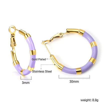 C-Stripe White&Purple&Sky Blue&Pink&Mixed Color Drop Earrings 3*30mm Gold Color asonjewelry