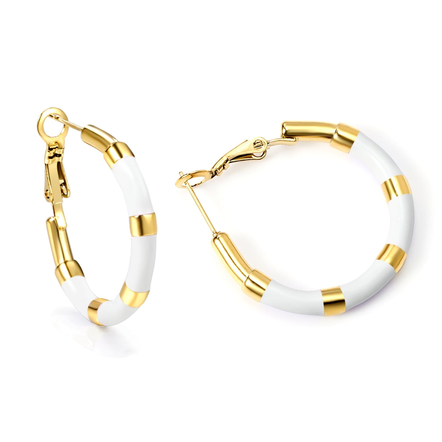 C-Stripe White&Purple&Sky Blue&Pink&Mixed Color Drop Earrings 3*30mm Gold Color asonjewelry