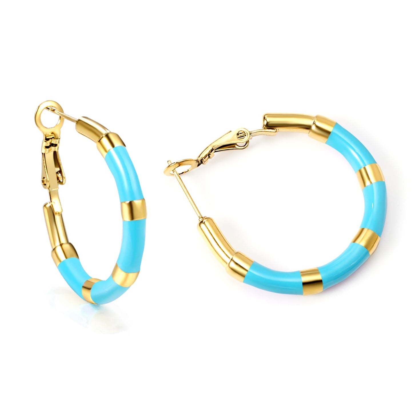 C-Stripe White&Purple&Sky Blue&Pink&Mixed Color Drop Earrings 3*30mm Gold Color asonjewelry