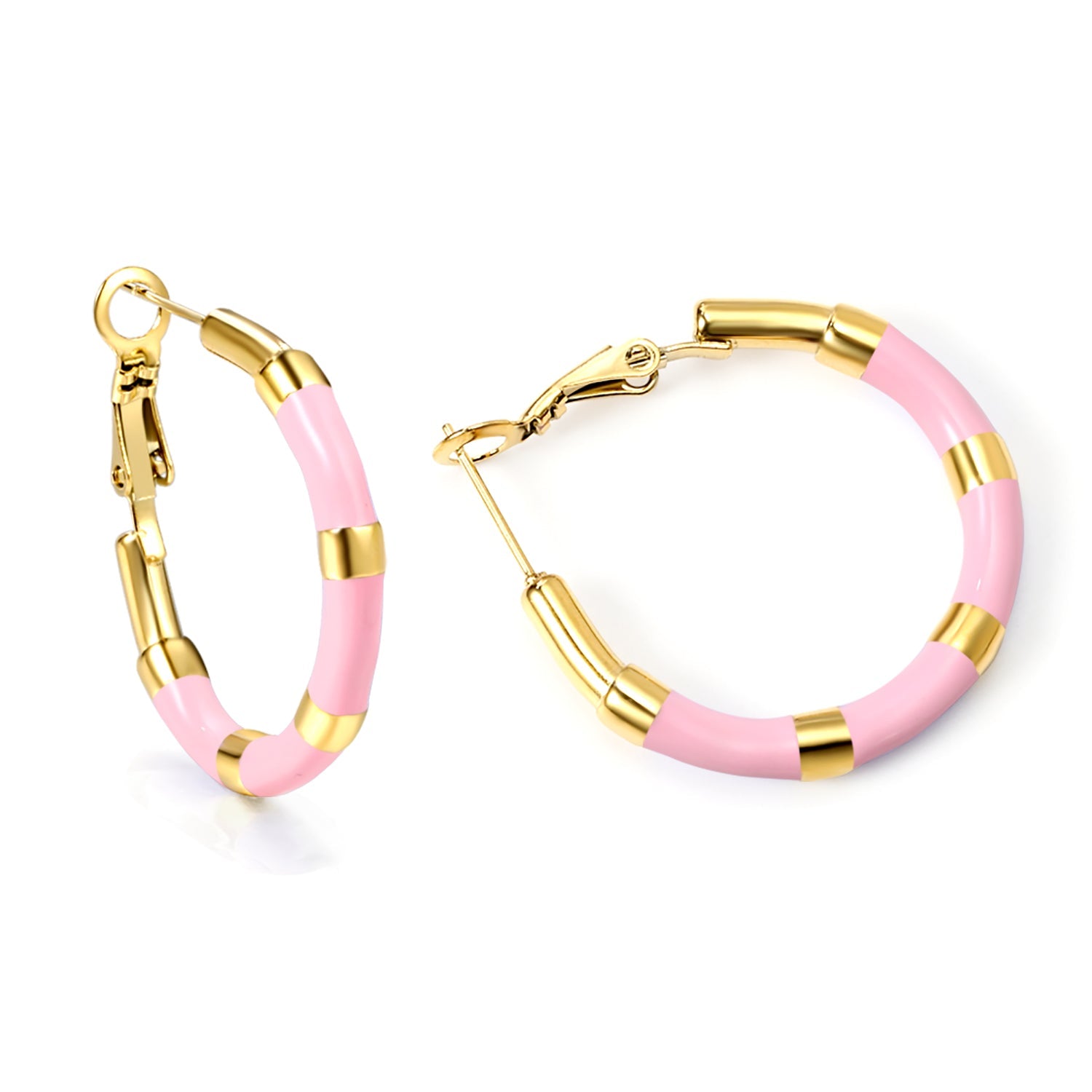 C-Stripe White&Purple&Sky Blue&Pink&Mixed Color Drop Earrings 3*30mm Gold Color asonjewelry