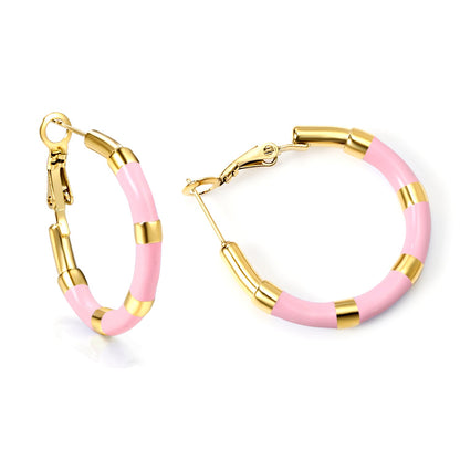 C-Stripe White&Purple&Sky Blue&Pink&Mixed Color Drop Earrings 3*30mm Gold Color asonjewelry