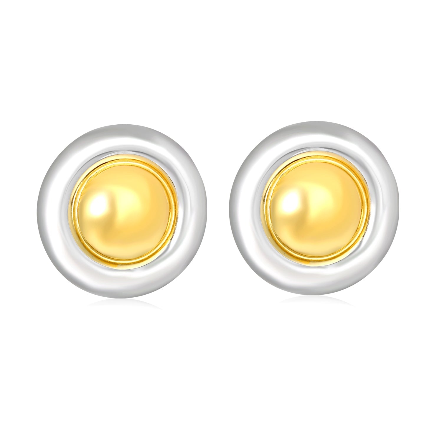 29mm Polished Soft-Boiled Egg Studs, Two-Tone asonjewelry