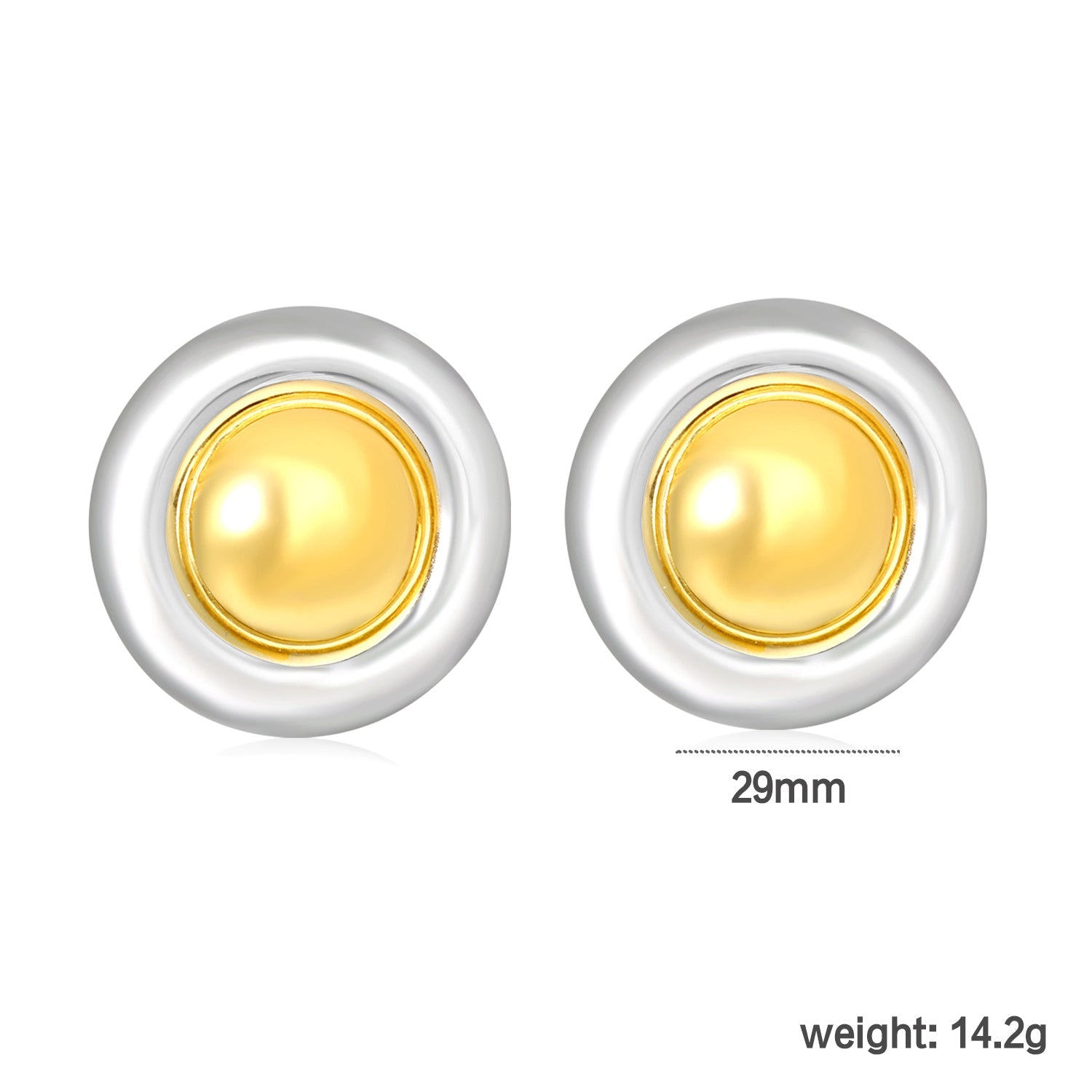 29mm Polished Soft-Boiled Egg Studs, Two-Tone asonjewelry
