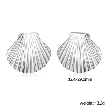 32.4*29.2mm Shell Stud Earrings Steel Gray/Two-Tone/Gold asonjewelry