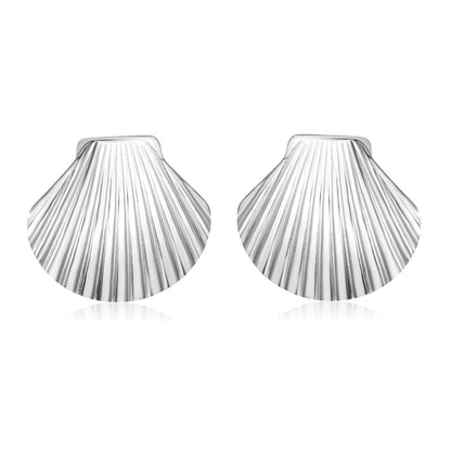 32.4*29.2mm Shell Stud Earrings Steel Gray/Two-Tone/Gold asonjewelry