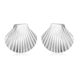 32.4*29.2mm Shell Stud Earrings Steel Gray/Two-Tone/Gold