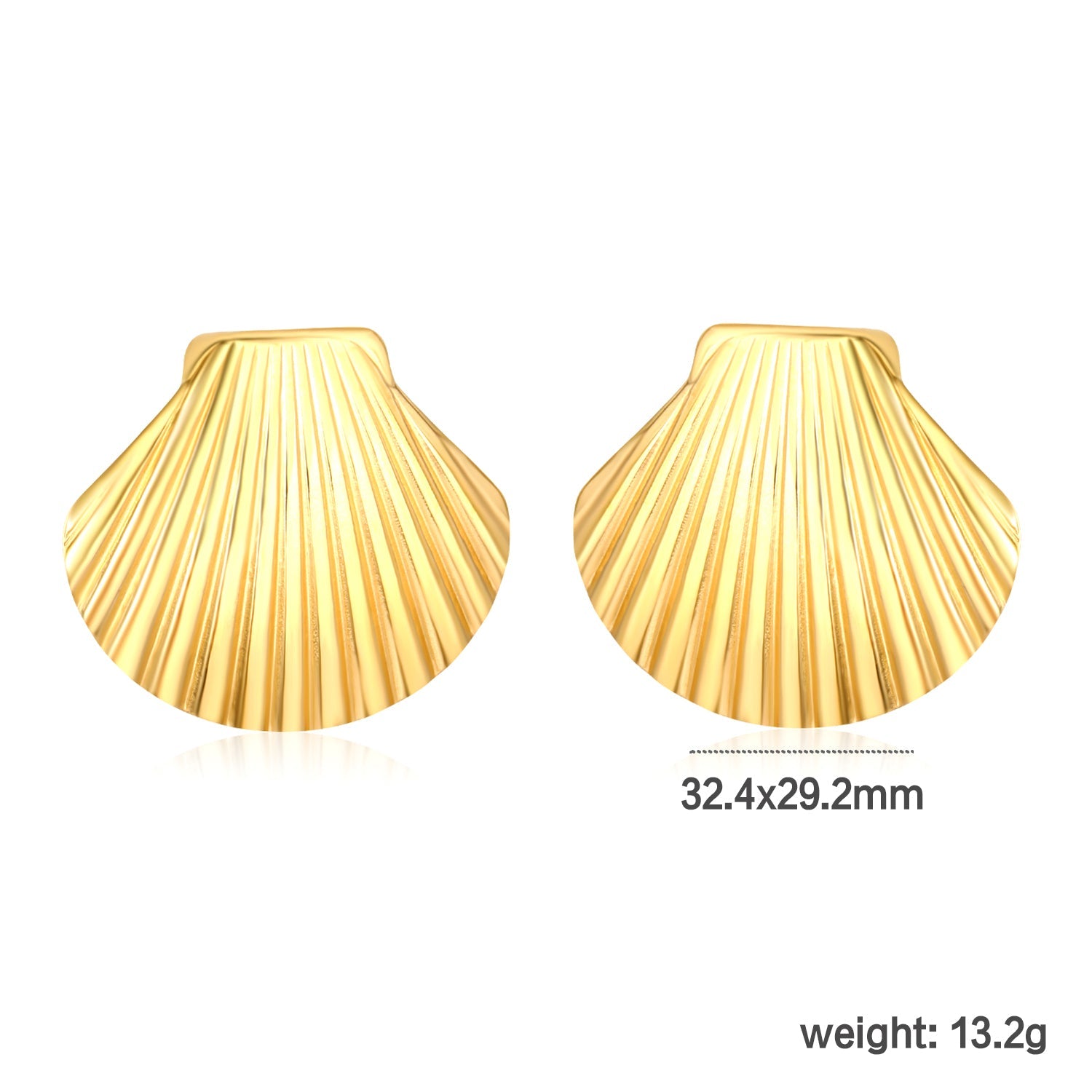 32.4*29.2mm Shell Stud Earrings Steel Gray/Two-Tone/Gold asonjewelry