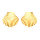 32.4*29.2mm Shell Stud Earrings Steel Gray/Two-Tone/Gold