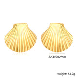 32.4*29.2mm Shell Stud Earrings Steel Gray/Two-Tone/Gold