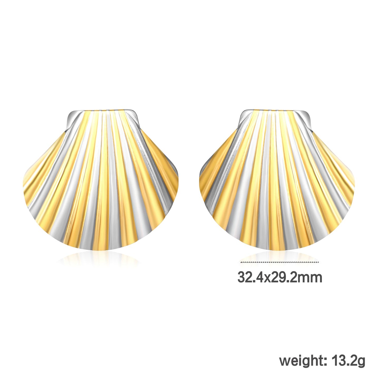 32.4*29.2mm Shell Stud Earrings Steel Gray/Two-Tone/Gold asonjewelry