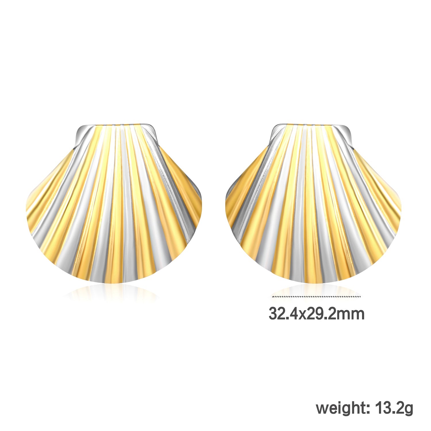 32.4*29.2mm Shell Stud Earrings Steel Gray/Two-Tone/Gold asonjewelry