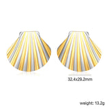 32.4*29.2mm Shell Stud Earrings Steel Gray/Two-Tone/Gold