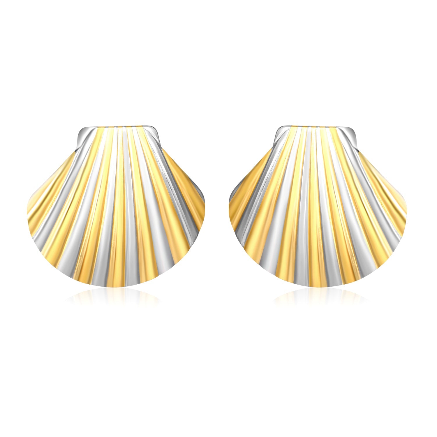 32.4*29.2mm Shell Stud Earrings Steel Gray/Two-Tone/Gold asonjewelry