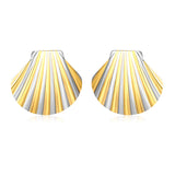 32.4*29.2mm Shell Stud Earrings Steel Gray/Two-Tone/Gold