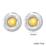31.5mm Threaded Poached Egg Stud Earrings, Two-Tone Gold