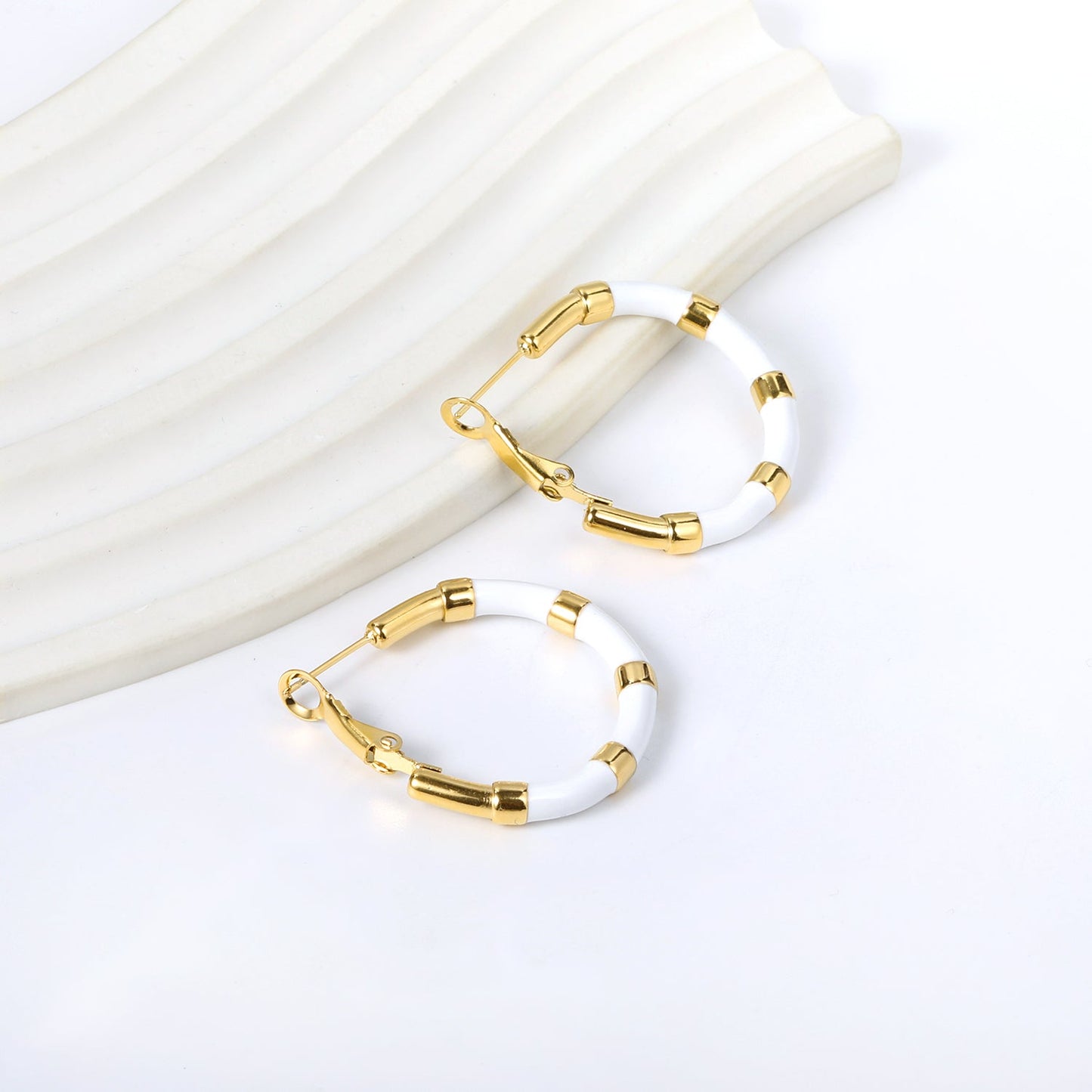 C-Stripe White&Purple&Sky Blue&Pink&Mixed Color Drop Earrings 3*30mm Gold Color asonjewelry