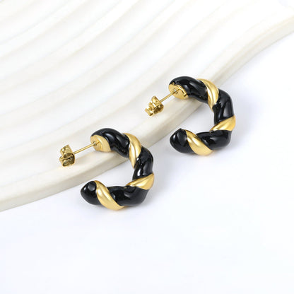 C Shape Twist Drip Earrings 6.4*23mm asonjewelry
