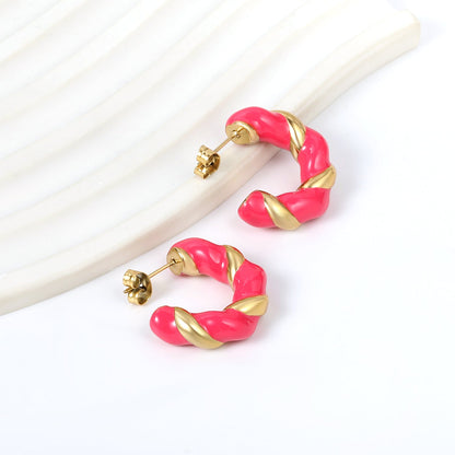 C Shape Twist Drip Earrings 6.4*23mm asonjewelry