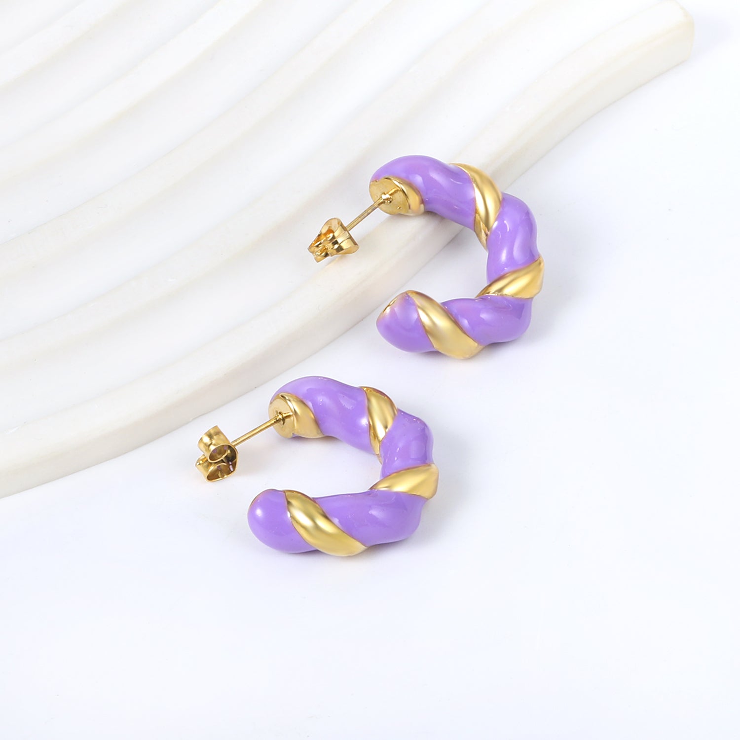 C Shape Twist Drip Earrings 6.4*23mm asonjewelry