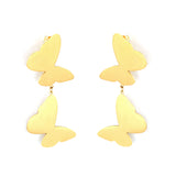 19.8*25mm Polished Swinging Tassel Butterfly Stud Earrings, Gold