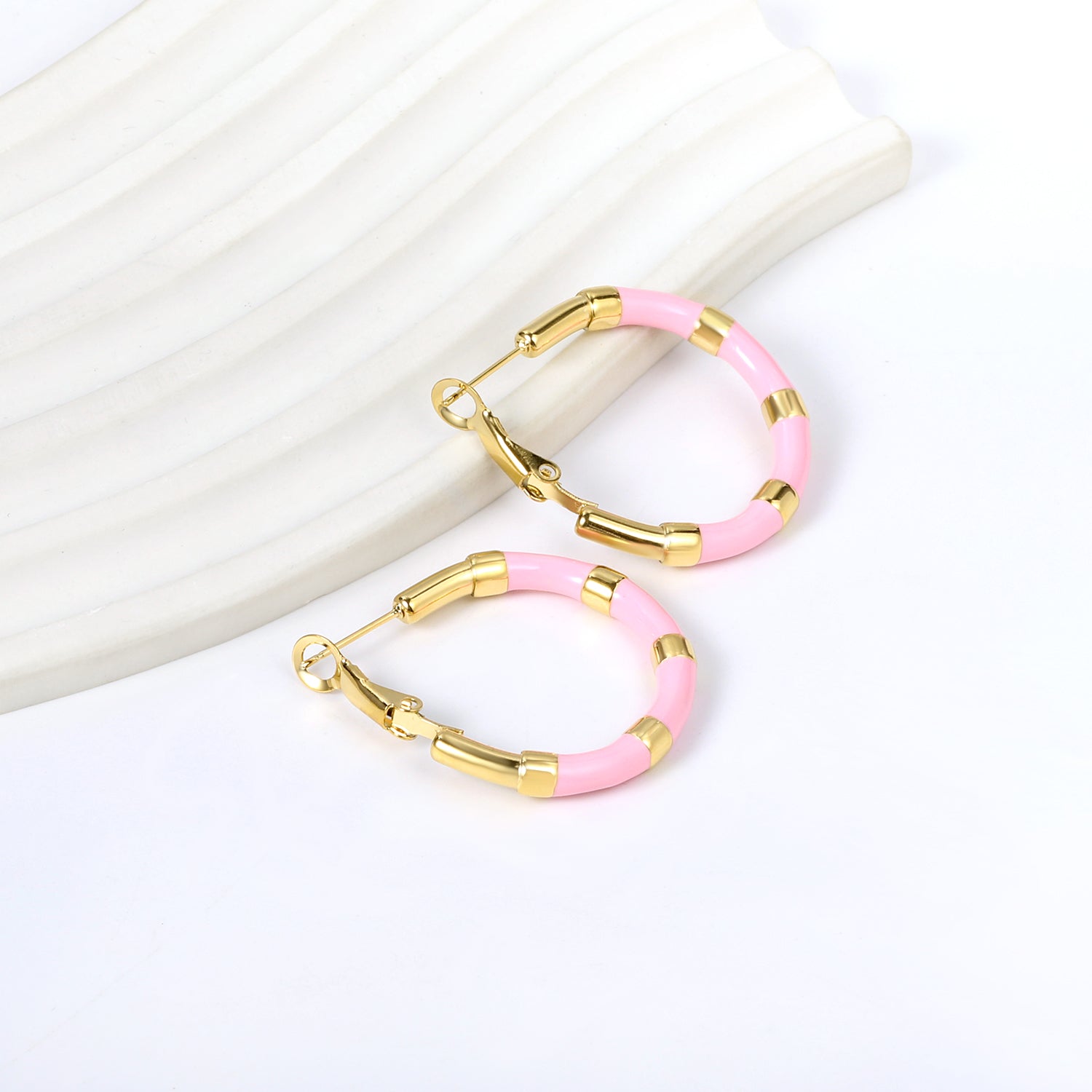 C-Stripe White&Purple&Sky Blue&Pink&Mixed Color Drop Earrings 3*30mm Gold Color asonjewelry