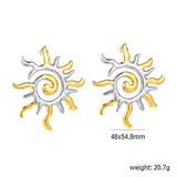 48*54.8mm Openwork Spiral Sunflower Studs, Two-Tone
