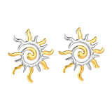48*54.8mm Openwork Spiral Sunflower Studs, Two-Tone