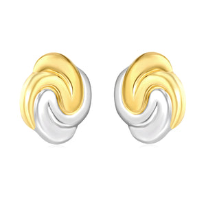 20*25.3mm Irregular Color-Blocked Geometric Lines Studs, Two-Tone