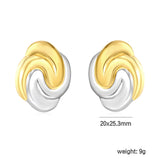 20*25.3mm Irregular Color-Blocked Geometric Lines Studs, Two-Tone