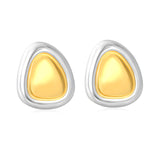 23*27mm Two-Tone Oval Triangle Stud Earrings, Two-Tone Gold