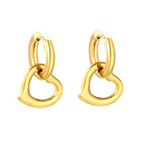 3.0*10mm Steel-Colored Ear Hooks + 14.5*16.2mm Gold-Plated Heart Earrings Two-Tone/Gold