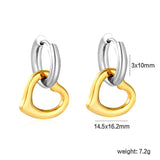 3.0*10mm Steel-Colored Ear Hooks + 14.5*16.2mm Gold-Plated Heart Earrings Two-Tone/Gold