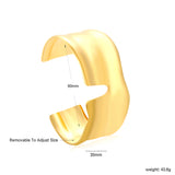 35mm Width 60mm Inner Diameter Irregular Wide Polished V-Shape Cuff Bracelet Gold