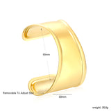 30mm wide, 60mm inner diameter, irregular wide polished geometric bracelet, gold