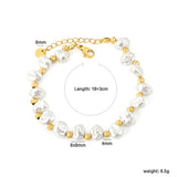 8x9mm Shell-Shaped Bracelet with 4mm Spacer Beads 18+3cm Length + Round Tag Steel Gray/Gold