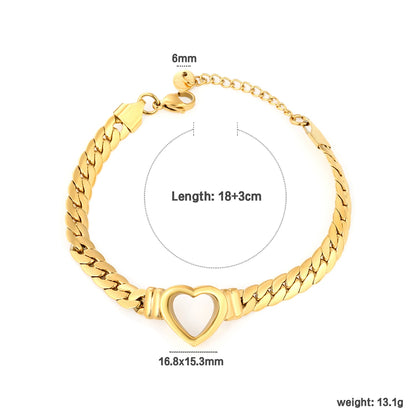 16.8*15.3mm heart-shaped accessory, 6.5mm thickened NK18 + 3cm + 6mm round tag, bracelet, gold asonjewelry