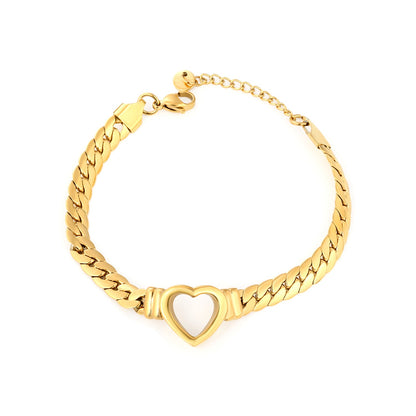16.8*15.3mm heart-shaped accessory, 6.5mm thickened NK18 + 3cm + 6mm round tag, bracelet, gold asonjewelry