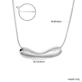 35.7*9.5mm Hollow Smile-Shaped Pendant 1.2mm Round Snake Chain 40+5cm + 6mm Round End Cap Necklace Steel/Gold