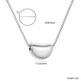 11.4*8.3mm Sugar Bean Pendant 1.0mm Square Link Chain 40+5cm + 6mm Round Tag Necklace Steel/Gold