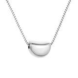 11.4*8.3mm Sugar Bean Pendant 1.0mm Square Link Chain 40+5cm + 6mm Round Tag Necklace Steel/Gold
