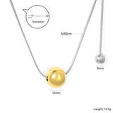 12mm Gold Bead 1.2mm Round Snake Chain 60cm Sweater Chain Necklace Two-Tone/Gold