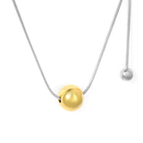 12mm Gold Bead 1.2mm Round Snake Chain 60cm Sweater Chain Necklace Two-Tone/Gold