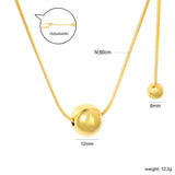 12mm Gold Bead 1.2mm Round Snake Chain 60cm Sweater Chain Necklace Two-Tone/Gold