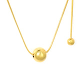 12mm Gold Bead 1.2mm Round Snake Chain 60cm Sweater Chain Necklace Two-Tone/Gold