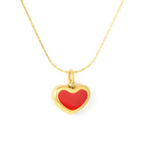 11.4*9mm Heart-Shaped Red Oil Drop 0.3 Cross Hammer Round 40+5cm+6mm Round Tag Necklace Gold