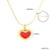 11.4*9mm Heart-Shaped Red Oil Drop 0.3 Cross Hammer Round 40+5cm+6mm Round Tag Necklace Gold