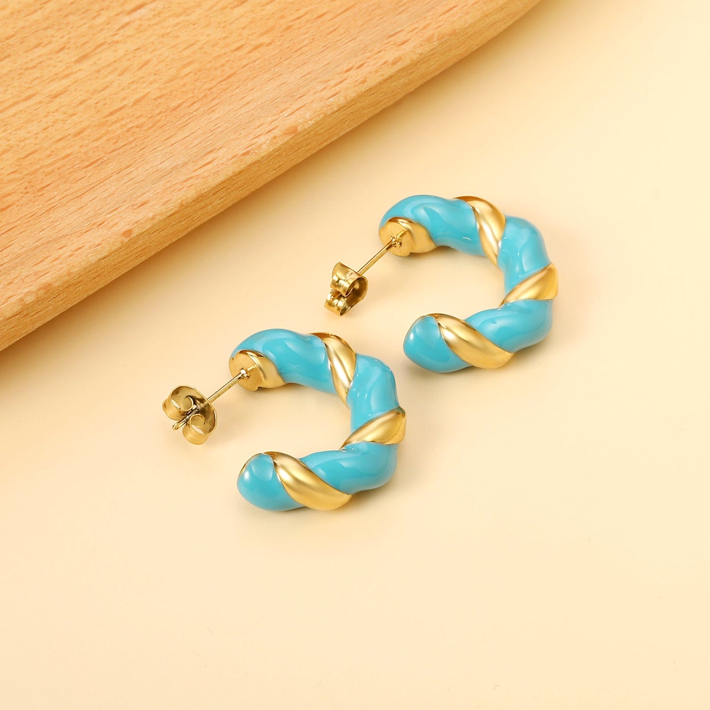 C Shape Twist Drip Earrings 6.4*23mm asonjewelry