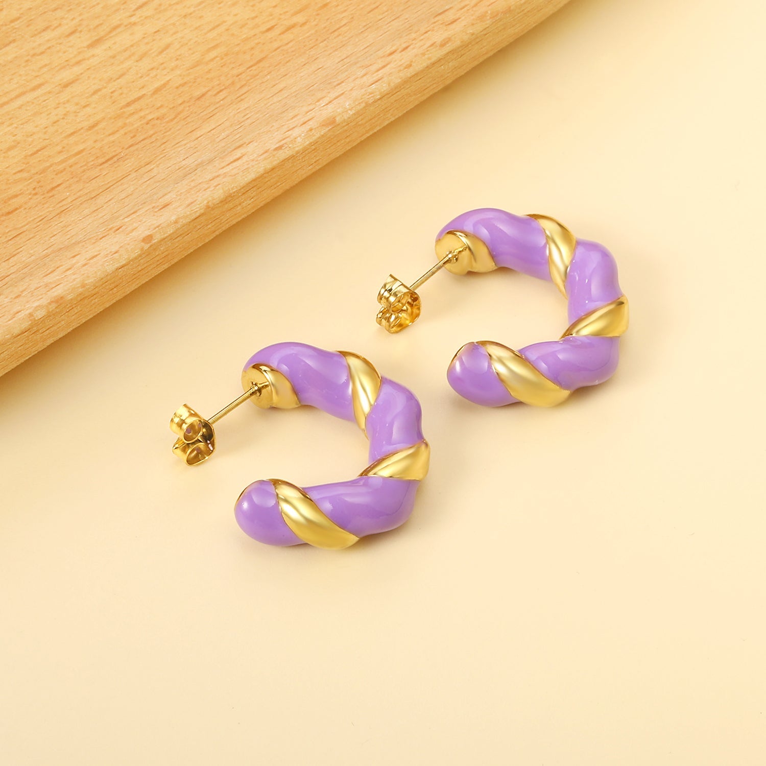 C Shape Twist Drip Earrings 6.4*23mm asonjewelry