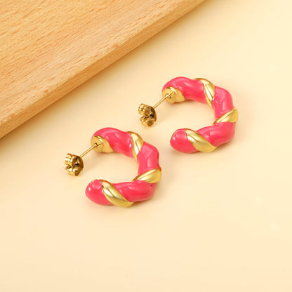 C Shape Twist Drip Earrings 6.4*23mm asonjewelry